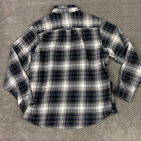 Orvis Flannel Shirt Jacket Shacket Men's Large Gray Black Shadow Plaid Check - Picture 5 of 13